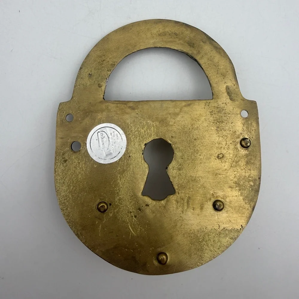 Nanco Key Rack Home Gold Brass Vintage Padlock Shape Wall Mount 4 Hook